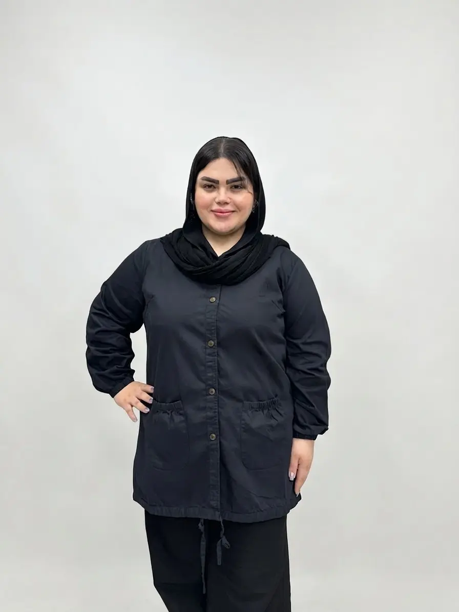 مانتو کتان یقه شکاری سایز بزرگ زنانه